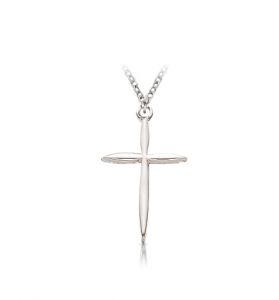 Sterling Silver Tapered and Pointed Ends Cross Necklace