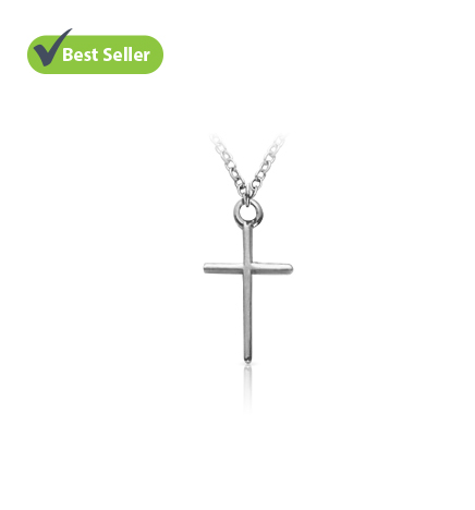 Sterling Silver Cross Necklaces in a Stick Design