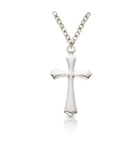 Sterling Silver Beveled Cross Necklace