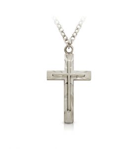 Sterling Silver Necklace in an 
Engraved Inner Cross Design