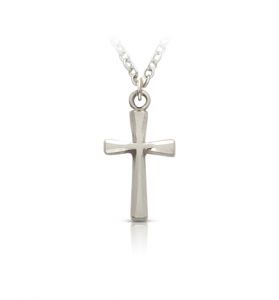 Sterling Silver Flared and Engraved 
Cross Necklace