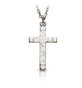 Sterling Silver Cross Necklace in an 
Engraved Design [1]