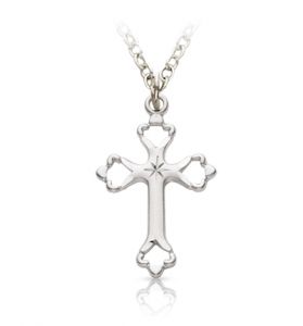 Sterling Silver Opened Heart Ends Cross Necklace [1]