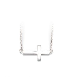 Sterling Silver Sideways Cross Necklace