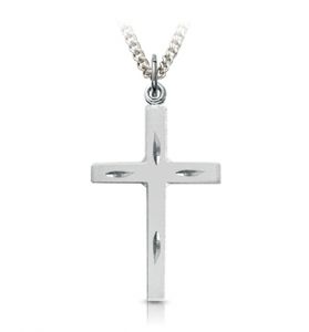 Sterling Silver Diamond Engraved Cross Necklace