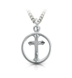 Sterling Silver Circle with Inner Cross Necklace