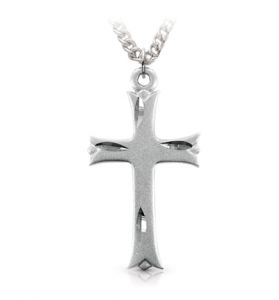 Sterling Silver Budded Ends Cross Necklace