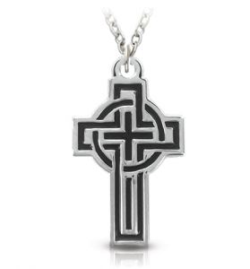 Sterling Silver Black Enameled Celtic Cross Necklace