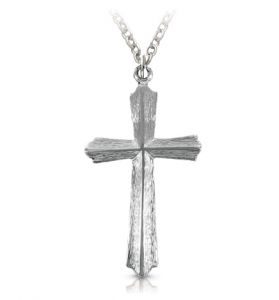 Sterling Silver Bright Flare Raised 
Cross Necklace