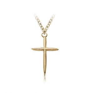 14K Gold Tapered and Pointed Ends Cross Necklace