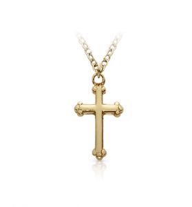 14K Gold Filled Cross Necklace 
in a Budded Ends Design