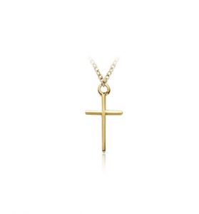 14K Gold Filled Cross Necklace 
in a Stick Style Design