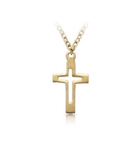 14K Gold Filled Cross Necklace 
with Pierced Cross Design