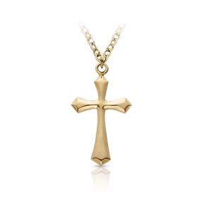 14K Gold Filled Beveled Cross Necklace