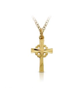 14K Gold Filled Filigree and Flared Cross Necklace