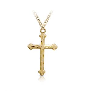 14K Gold Filled Cross Necklace with 
Engraved Design