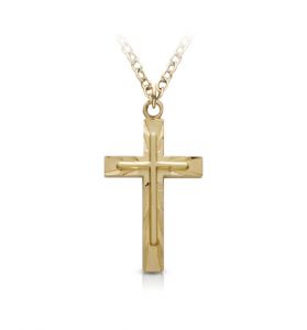 24K Gold over Sterling Silver Ladies Cross Necklace