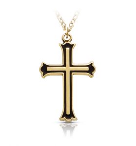 14K Gold Over Sterling Silver and Enameled 
Cross Necklace