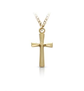 14K Gold Over Sterling Silver Flared Cross Necklace