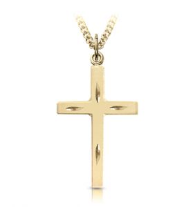 14K Gold Plated Over Sterling Silver Engraved Cross Necklace