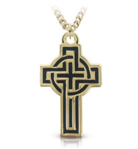 14K Gold Plated over Sterling Silver Enameled Celtic Cross