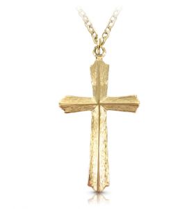 14K Gold Plated Over Sterling Silver Flared Cross Necklace