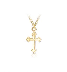 14K Budded Ends Cross Necklace