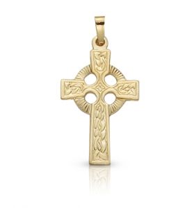 14K Gold Celtic Knot Cross Pendant