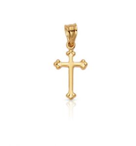 14K Gold Cross with Budded Ends