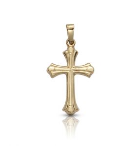 14K Gold Cross Pendant in a Flared Design