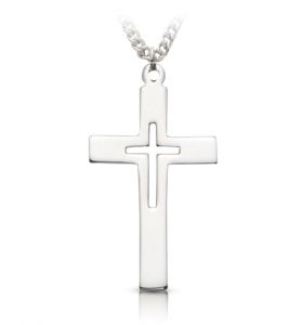 Sterling Silver Cross Necklace in a Pierced Design