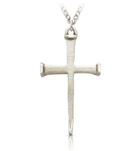 Sterling Silver Antique Nail Cross Necklace