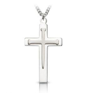 Sterling Silver Overlaid Nail Cross Necklace