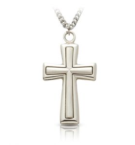 Sterling Silver Raised Inner Cross Necklace