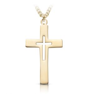 14K Gold Filled Pierced Inner Cross Necklace