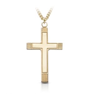 14K Gold Plated Over Sterling Silver Lined Inner Cross Necklace