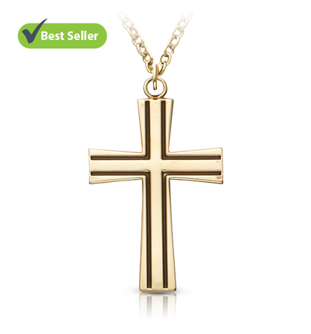 14K Gold Plated Over Sterling Silver Antique with Flared Ends Cross Necklace