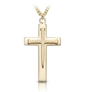 14K Gold Plated Over Sterling Silver Nail Cross Necklace