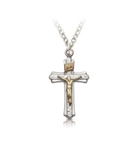 Sterling Silver Crucifix in a Brushed Finish Design