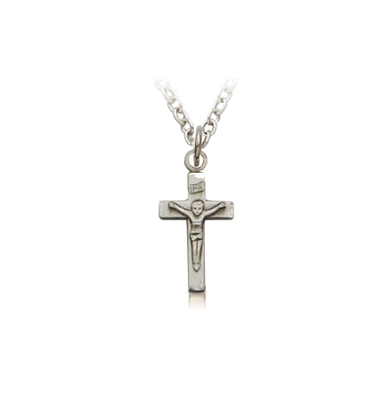 Sterling Silver Crucifix Necklace in an Antiqued Finish