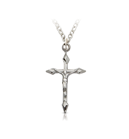 Sterling Silver Engraved Pointed Ends Crucifix