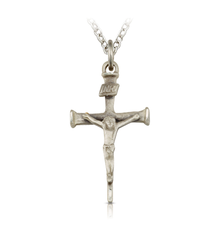 Sterling Silver Nail Crucifix Necklace