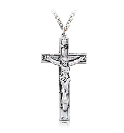 Sterling Silver Antiqued Crucifix Necklace