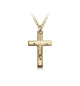 14K Gold Filled Crucifix Necklace in a Polished Finish Design