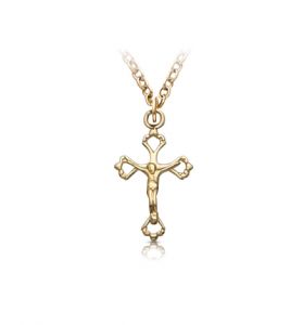 14K Gold Pierced Crucifix Necklace