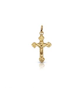 14K Gold Small Crucifix Pendant in a 
Budded Design