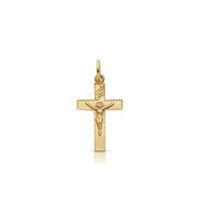 14K Gold Crucifix Pendant in a 
Plain Style Design