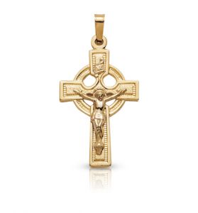 14K Gold Celtic Crucifix Pendant