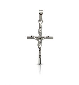 14K White Gold Crucifix Pendant