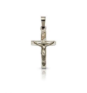 14K White Gold Crucifix Pendant - 3/4"